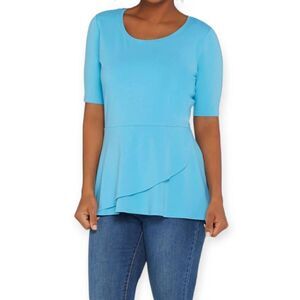 ISAAC MIZRAHI LIVE BLUE RUFFLE SHIRT SZ.S EUC